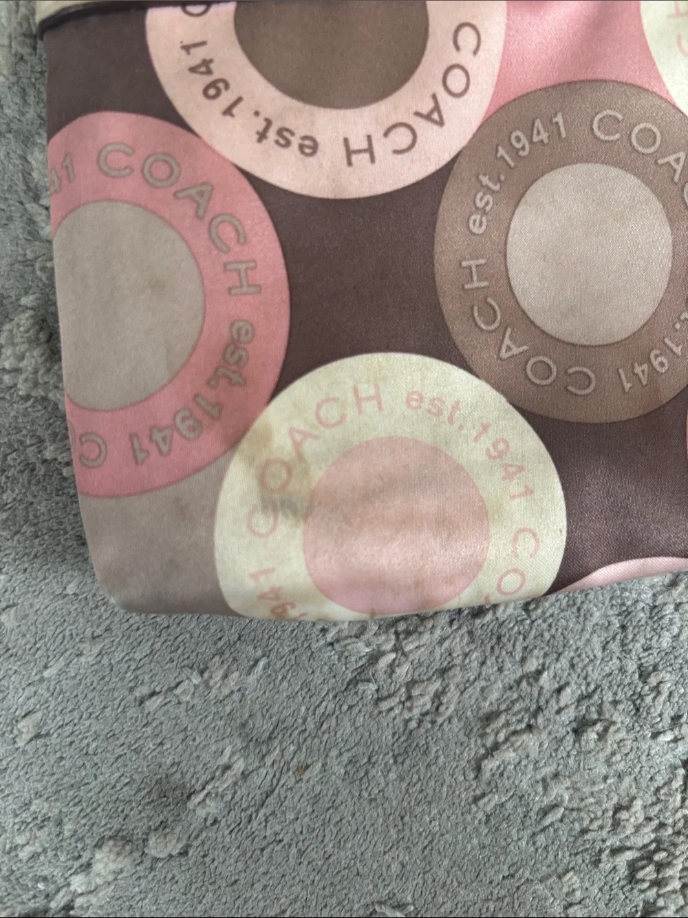 Coach Pink and Brown Circular Signature Wristlet